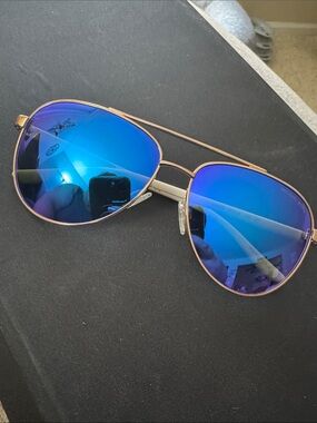 Michael Kors Aviator Sunglasses with Blue Mirrored Lenses and Gold Frame